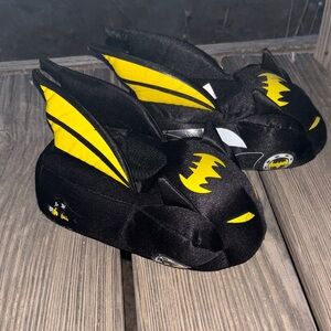 Black and Yellow Bat-Themed Slippers